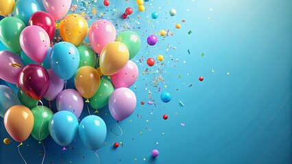 Pastel Balloons Confetti Birthday Father's Day New Year Background 3D Rendering