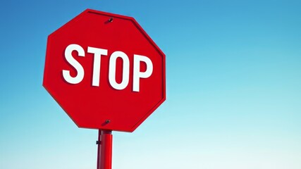 Obraz premium 3D Stop Sign Render - Bright Red, High Detail