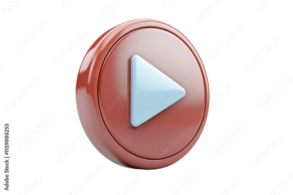 Poster a red button with a blue arrow pointing to the right