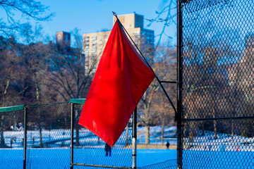 red flag in central park of new york