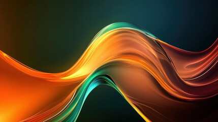 Obraz premium Abstract 3D Flowing Liquid-Like Wave Textures in Orange, Green, and Copper Gradient background wallpaper