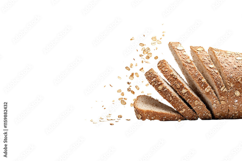 Poster a slice of bread with a lot of oats on it