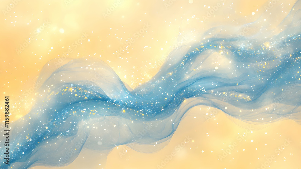 Aufkleber abstract pastel blue streams flowing across a soft yellow background with glowing nebula patterns an