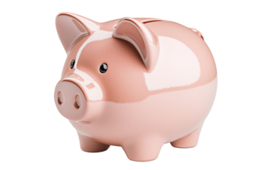 A piggy bank is sitting on a white background