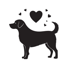 Valentines day Love cute dog vector silhouette illustration