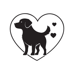 Valentines day Love cute dog vector silhouette illustration