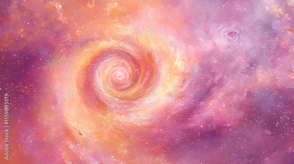 Canvas Prints abstract soft lavender spirals over a coral pink background with glowing nebula textures and dynamic