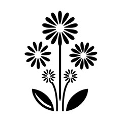 A Beautifully Crafted Daisy Flower Icon Vector In Monochrome, Highlighting The Charm Of Nature's Blooms With A Clean And Classic Floral Silhouette.