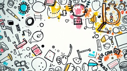 Obraz premium Contemporary Sketchy Collage Backgrounds - Trendy Design Templates