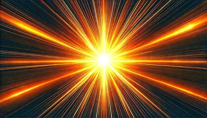 Obraz premium 中心から放射される金色の閃光と暗闇の背景