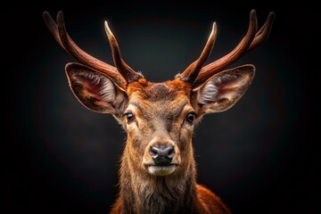 Red Deer Portrait - Low Light Photography - AI Art