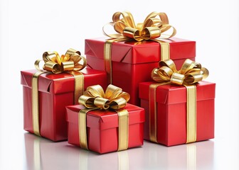 Fototapeta premium Red Gift Boxes with Golden Bow - Holiday Gift Design