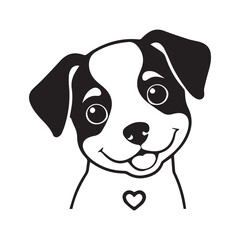 Valentines day Love cute dog vector silhouette illustration