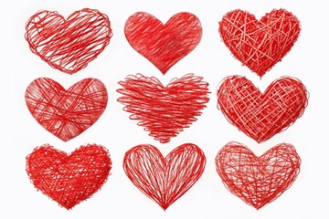 Red Scribble Hearts Collection - Rule of Thirds Composition