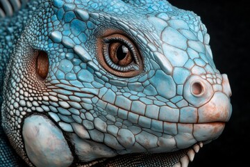Fototapeta premium A hyper-realistic close-up of an iguana textured skin, highlighting the intricate patterns and vibrant colors of its scales