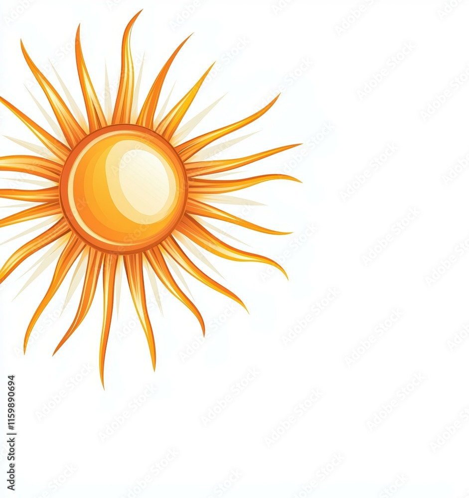 Poster sun is drawn with a yellow color and it is in the middle of the image