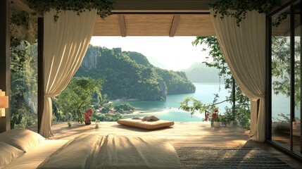 Serene Mountaintop Bedroom with Breathtaking Ocean View