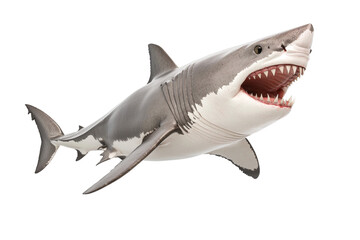 Naklejka premium A shark is swimming in the ocean with its mouth wide open