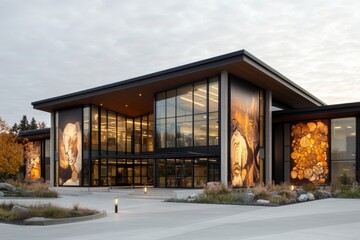 A mural of immigrants stories and cultures on the side of a building, symbolizing unity and diversity