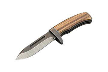 A knife with a wooden handle and a silver blade