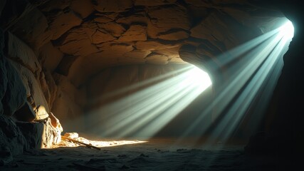 Empty Tomb Resurrection - Jesus Christ - Biblical Scene - AI Art - Digital Painting - Religious Art - Holy Land - Heaven - Light - Glory - Miracles