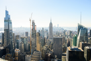 Fototapeta premium New York City Lower Manhattan Skyline with Empire State and World Trade