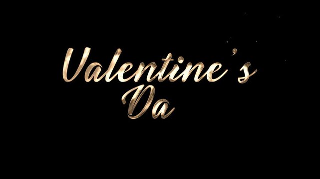 Animation of handwritten Valentine's day gold color black background.suitable for greeting cards, invitations, backgrounds etc.
