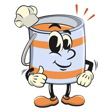 recommend clip art: orange cute isolated cartoon paint can character mascot as chef give thumbs u, work of hand drawn
