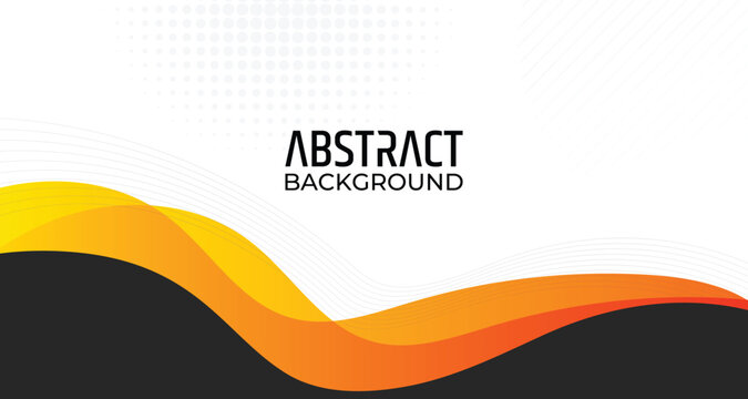 abstract white background with orange and black dynamic layered wave ornament for formal meeting presentation banner