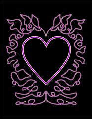 doodle heart black, heart design card style, heart pattern design element, February, holiday, valentines, fresh heart, swirls and heart, wave, flourishes, black, pink. black outline