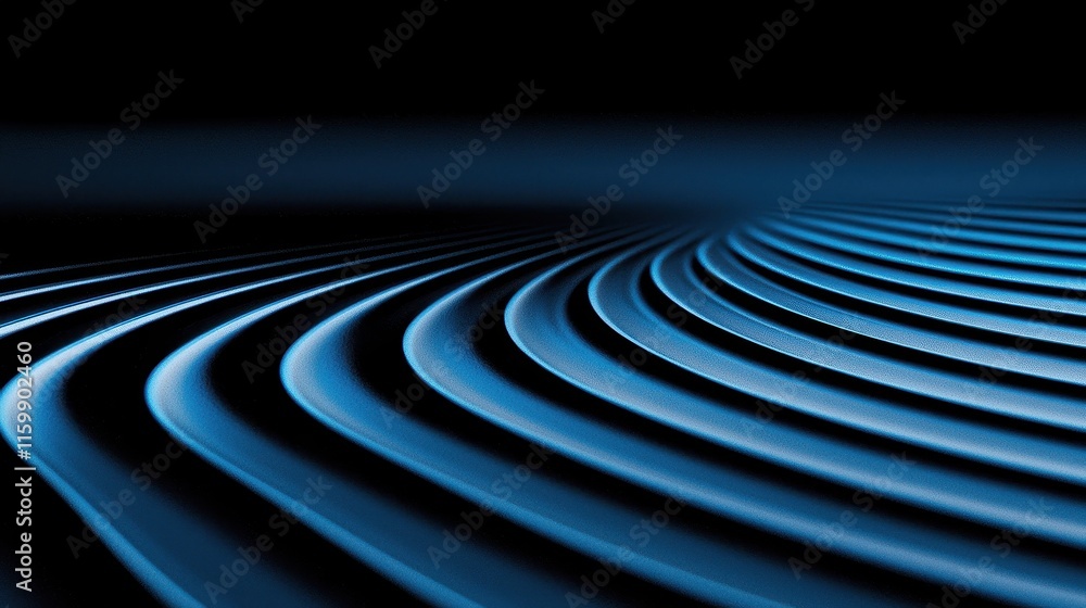 Aufkleber serene blue lines creating abstract waves in a dark background with soft light effects
