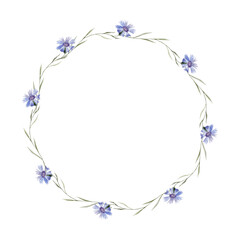 Watercolor flowers wreath, floral frame background vector for design.