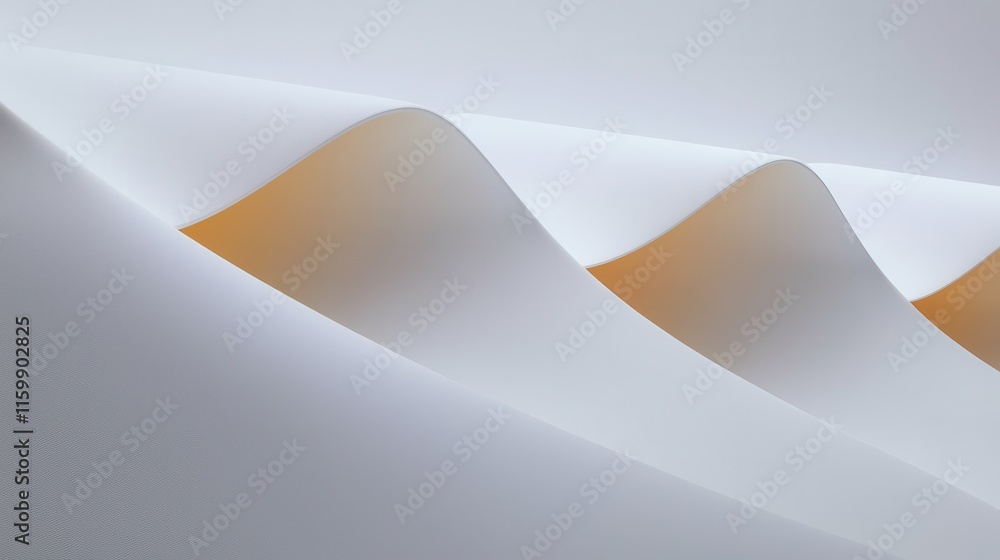 Aufkleber abstract flow of white paper waves with soft light highlighting gentle curves and smooth textures