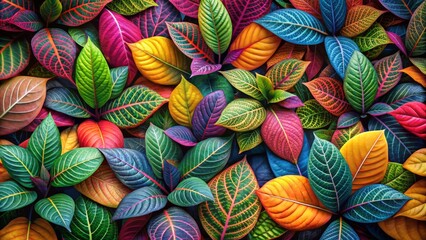 Cute Wide Floral Background Bird's Eye View: Beautiful Leaf Pattern Wallpaper Design