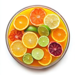 Tangy citrus punch in a decorative bowl. Featuring oranges, lemons, and limes