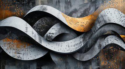 Abstract Metallic Waves with Textured Background