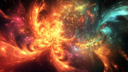 Obraz premium Fiery Cosmic Explosion with Swirling Colors