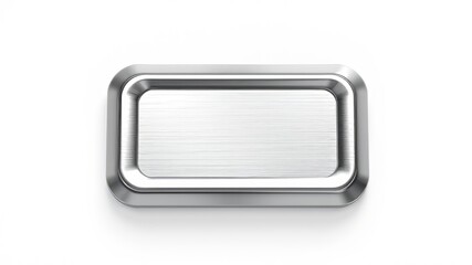 Shiny Silver Rectangle Button - AI Photo, High Resolution, Realistic, Studio Lighting