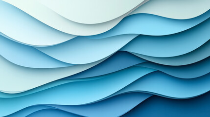 Elegant blue paper waves create a serene, abstract background. Perfect for design, art, and tranquility themes in decor.
