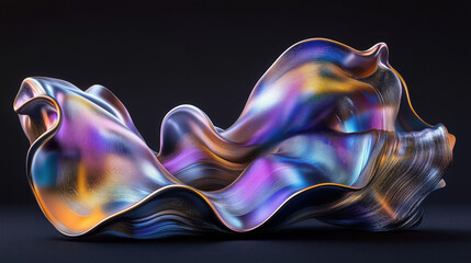 Obraz premium Abstract 3D Flowing Liquid-Like Wave Textures in Purple, Blue, and Gold Gradient illustration background wallpaper