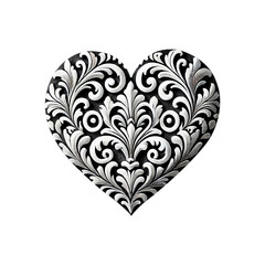 Heart with a chic damask print on transparent PNG background for Valentine's Day or Mother Day. Created with generative AI technology
