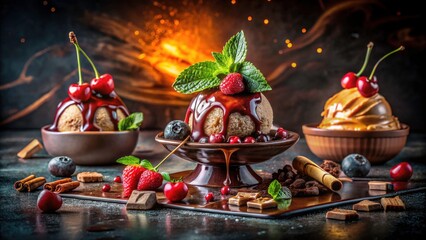 Melting Moments: Captivating Food Photography of Delicious Desserts, Ice Cream, and Chocolate Dripping for Tempting Culinary Visuals