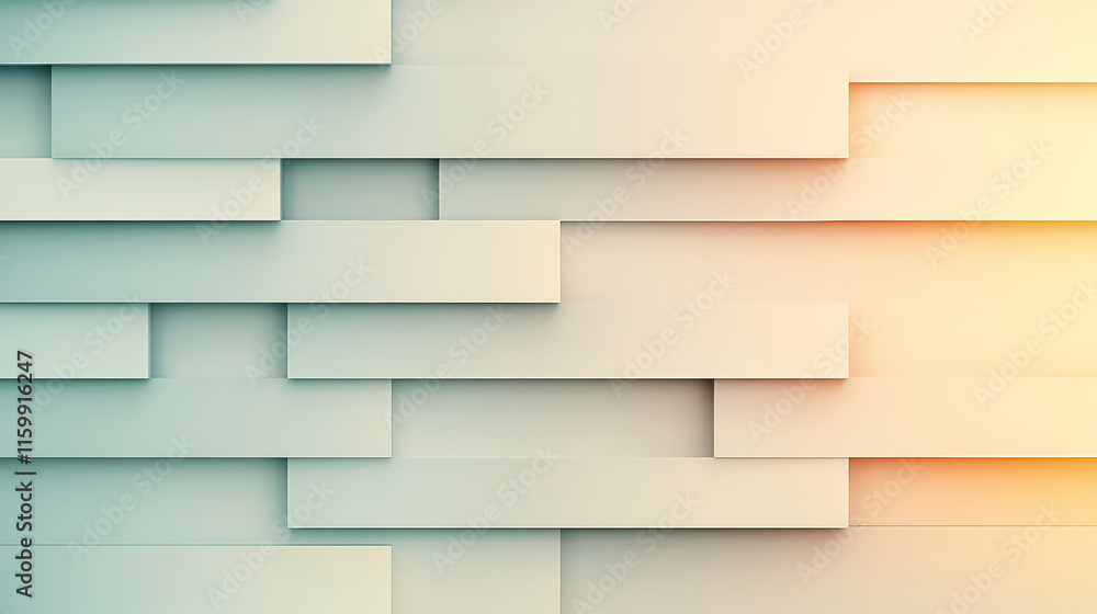 Aufkleber modern abstract geometric wall design featuring layered rectangles in soft hues, creating a minimali