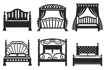 set of furniture bed vector illustration