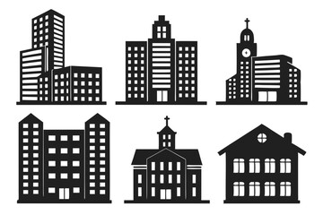 set of city building vector illustration