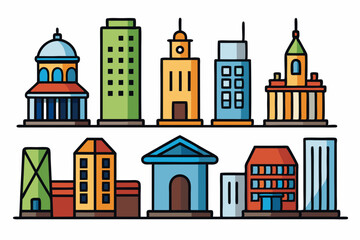 Fototapeta premium set of city building vector illustration