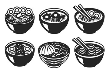 set of ramen vector illustration