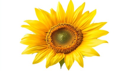 Obraz premium A close-up of a bright yellow sunflower with its large, round center and vivid petals, isolated white background