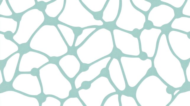 Abstract irregular web-like pattern of interconnected shapes in a teal color against a white background