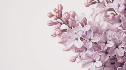 Obraz premium A close-up of a delicate lavender lilac with its small, clustered flowers and soft color, isolated white background